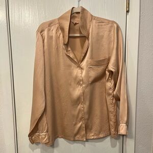 Eberjey Women's Peach 100% Silk Pajama Top Shirt Size Medium